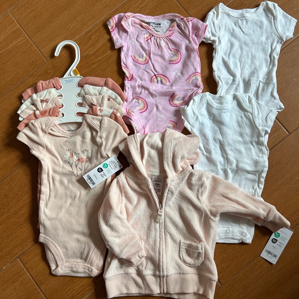 Baby Girl Bodysuit and Hoodie Set Bundle